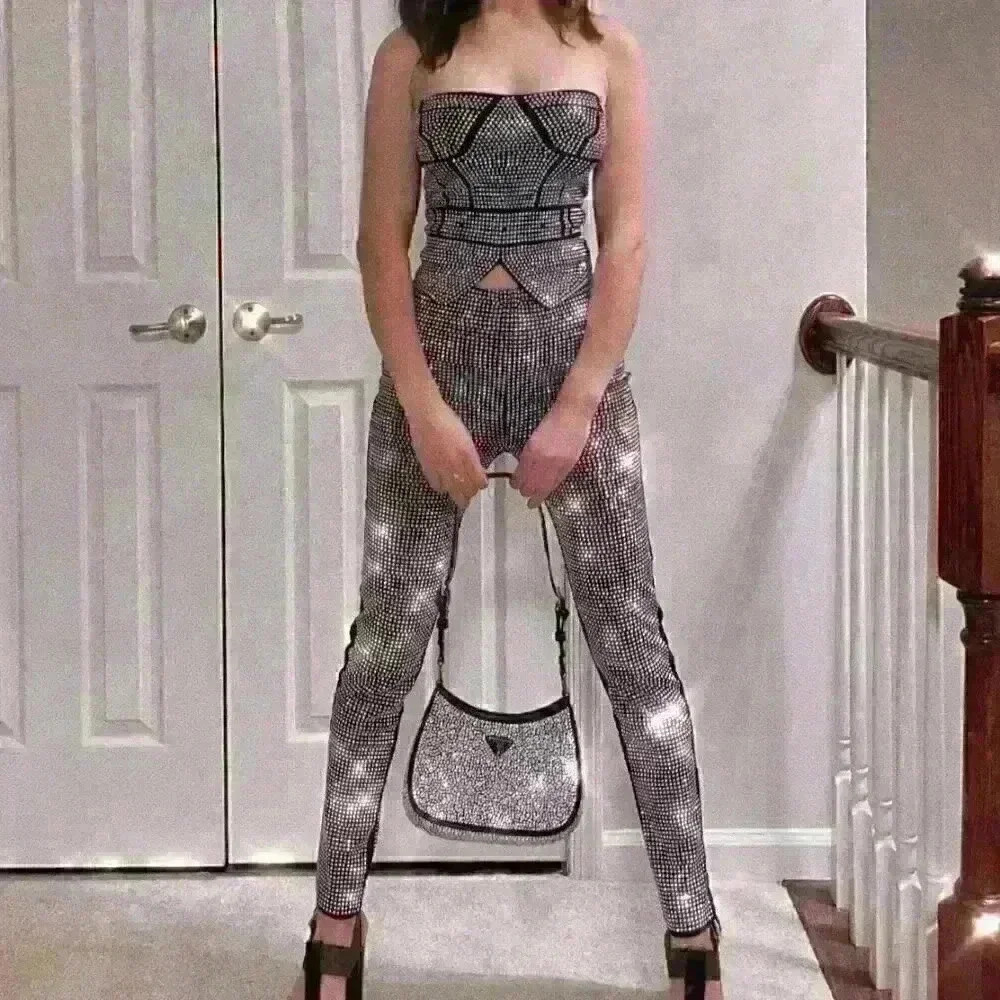 Crystal‎ top and pants set super sparkly